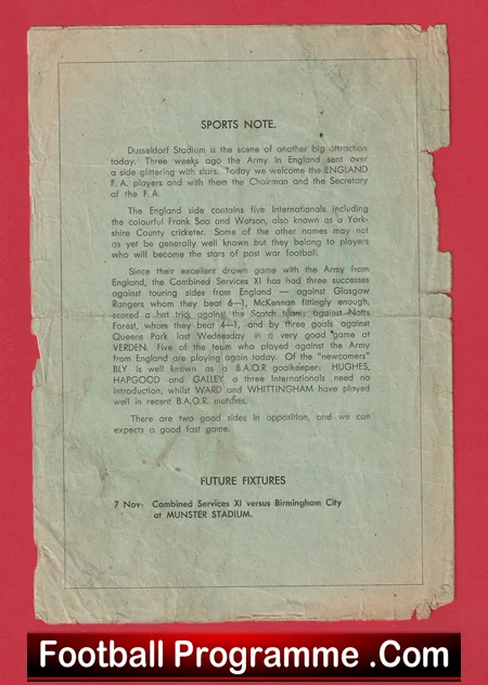 England FA v Combined Services 1945 - Dusseldorf Stadium Germany - Image 6