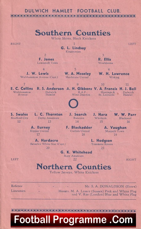 Southern Counties v Northern Counties 1938 - Dulwich Hamlet - Image 2