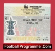 Crystal Palace v Manchester United 1990 League Cup Final Ticket