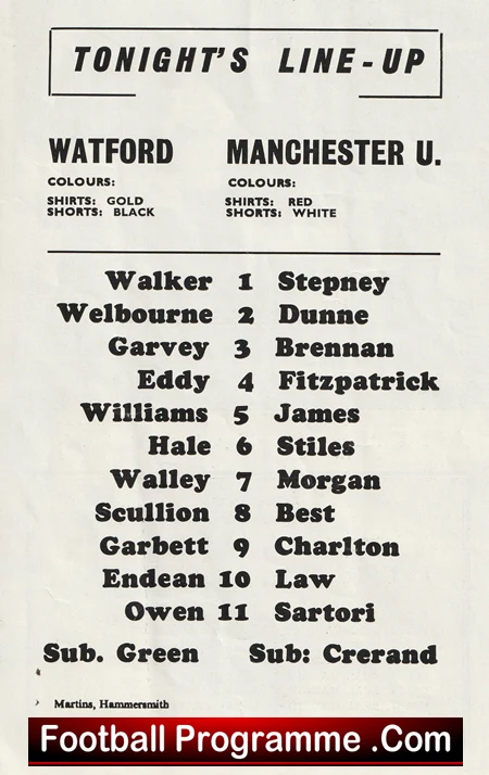 Watford v Manchester United 1969 FA Cup Replay v Man Utd Pirate - Image 3