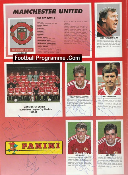 Sheffield Wednesday v Manchester United 1991 L Cup Final Multi Signed - Image 2