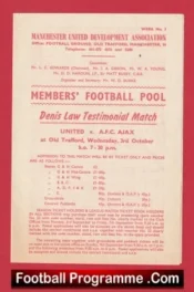 Manchester United Denis Law Testimonial Leaflet 1973