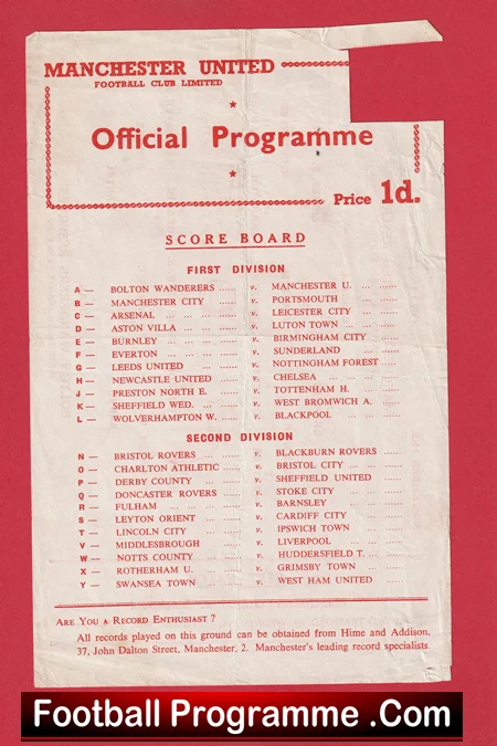 Manchester United v Bolton Wanderers 1957 - Reserves Bobby Charlton - Image 2