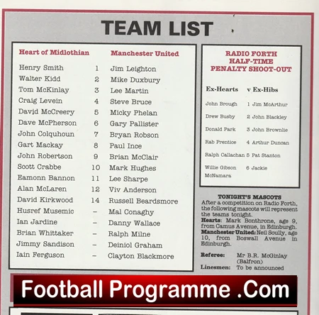 Eamonn Bannon Football Testimonial Benefit Match Hearts 1989 Man Utd - Image 2
