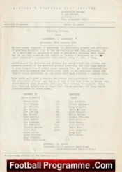 Aldershot v Aberdeen 1984 – Friendly Match – Single Sheet Alex Ferguson