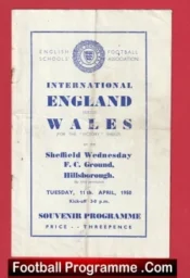 England v Wales 1950 – Sheffield Wednesday Schoolboys