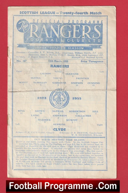 Glasgow Rangers v Clyde 1955 - Scotland - Image 2