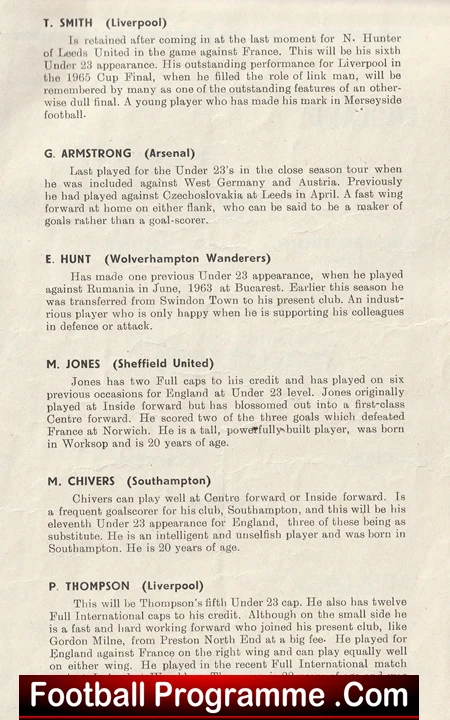 England v Yugoslavia 1965 U23 at Southampton - Image 4