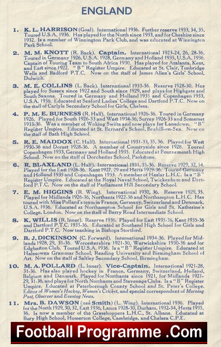 England Womens Hockey v South Africa 1936 - 1930s - Image 2
