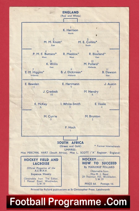 England Womens Hockey v South Africa 1936 - 1930s - Image 4