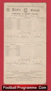 England Cricket v West Indies 1939 – Lords Score Card