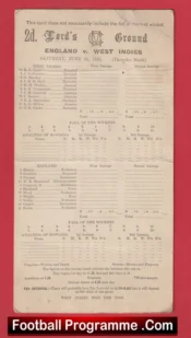 England Cricket v West Indies 1939 – Lords Score Card