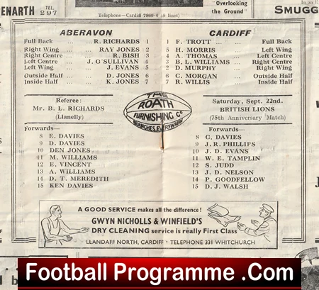 Cardiff Rugby v Aberavon 1951 - 1950s Rugby Programmes - Image 2