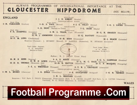England Rugby v Wales 1937 - 1930s Schoolboys Gloucester - Image 4