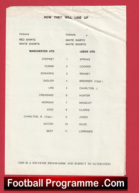 Manchester United v Leeds United 1970 - Second Semi Final Replay Pirate - Image 3