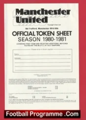 Manchester United Official Token Sheet 1980 – 1981
