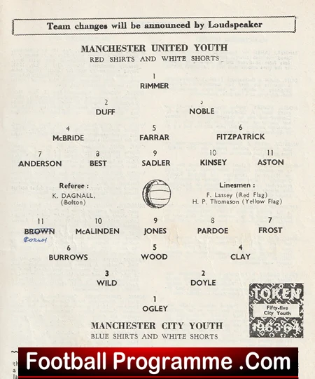 Manchester United v Manchester City 1964 - Youth Cup Semi Final George Best - Image 3