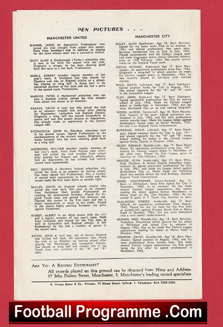Manchester United v Manchester City 1964 - Youth Cup Semi Final George Best - Image 4