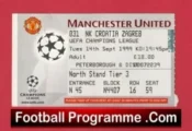 Manchester United v Croatia Zagreb 1999 – Match Ticket