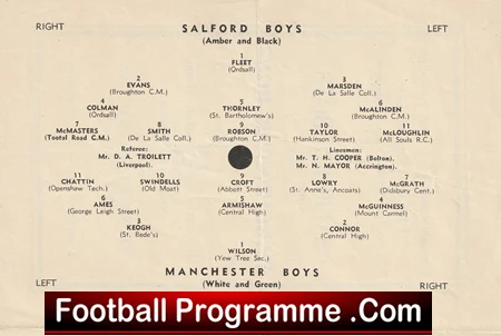 Salford Boys v Manchester Boys 1952 - Colman + Taylor Man Utd Babes - Image 3