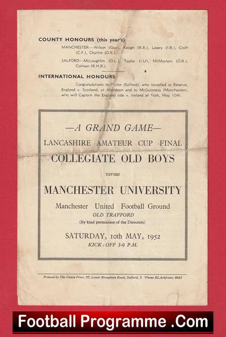 Salford Boys v Manchester Boys 1952 - Colman + Taylor Man Utd Babes - Image 4