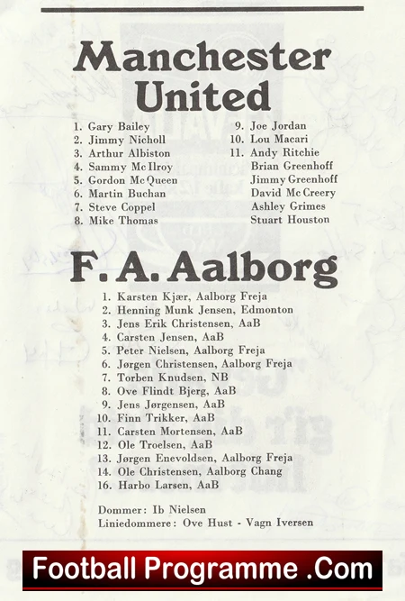 Aalborg v Manchester United 1979 - Multi Signed Autographed - Image 3