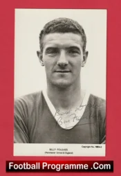 Manchester United Bill Foulkes Signed Autograph Postcard Man Utd