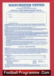 Manchester United Official Token Sheet 1989 – 1990