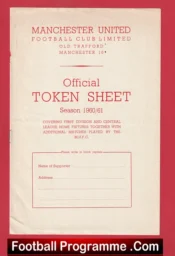 Manchester United Official Token Sheet 1960 – 1961