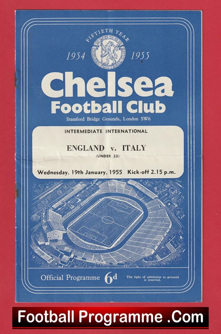 England v Italy 1955 - U23 at Chelsea Plus Duncan Edwards - Image 2