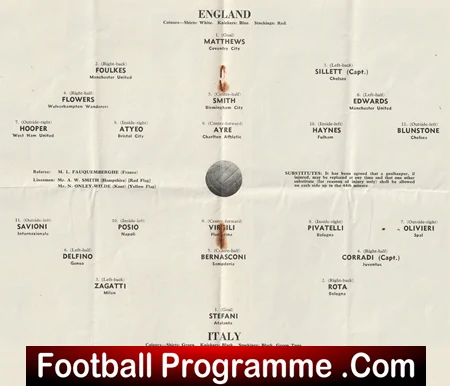 England v Italy 1955 - U23 at Chelsea Plus Duncan Edwards - Image 3
