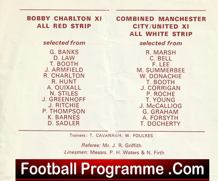 Walter Jackson Testimonial Benefit Man Utd Man City Combined Bobby Charlton - Image 2