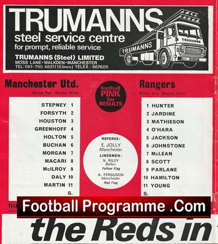 Manchester United v Glasgow Rangers 1974 - Man Utd Gers 74 - Image 2