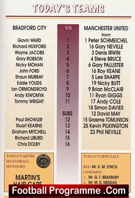 Bradford City v Manchester United 1995 - Man Utd - Image 2