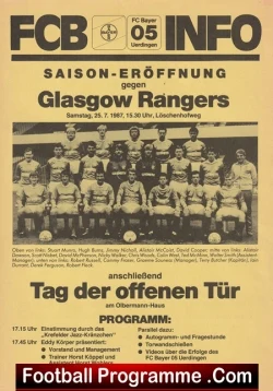 Bayer Uerdingen v Glasgow Rangers 1987 - Krefeld Germany