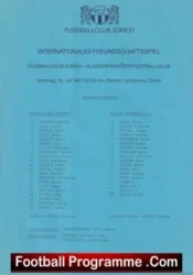 Zurich FC v Glasgow Rangers 1987 – Switzerland Swiss