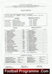Partizan Belgrade v Newcastle United 1998 – Team Sheet + Ticket