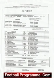 Partizan Belgrade v Newcastle United 1998 – Team Sheet + Ticket