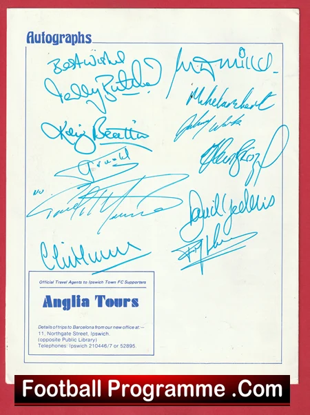 Ron Gray Testimonial Benefit Match Ipswich Town 1979 Multi Signed - Image 3