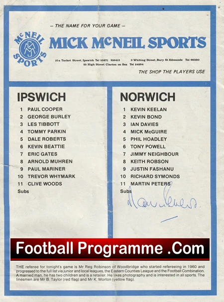 Trevor Whymark Testimonial Benefit Match Ipswich Town 1979 - Image 2
