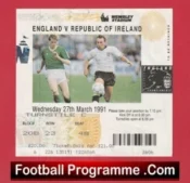 England v Ireland 1991 – Football Match Ticket Wembley