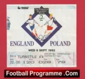 England v Poland 1993 – Football Match Ticket Wembley