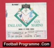 England v San Marino 1993 – Football Match Ticket Wembley