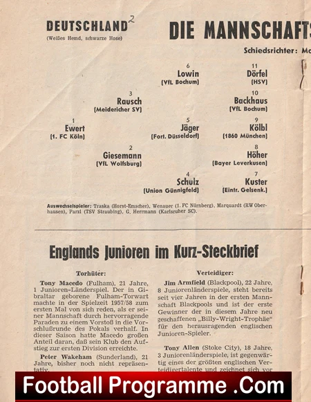 Germany v England 1959 - U23 Under 23 - Image 3