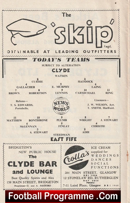 Clyde v East Fife 1956 - Scotland - Image 2