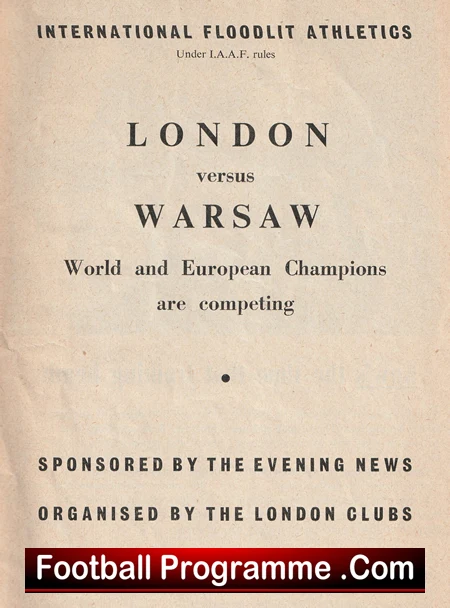 London v Warsaw 1960s ? - Athletics Programme - Image 2