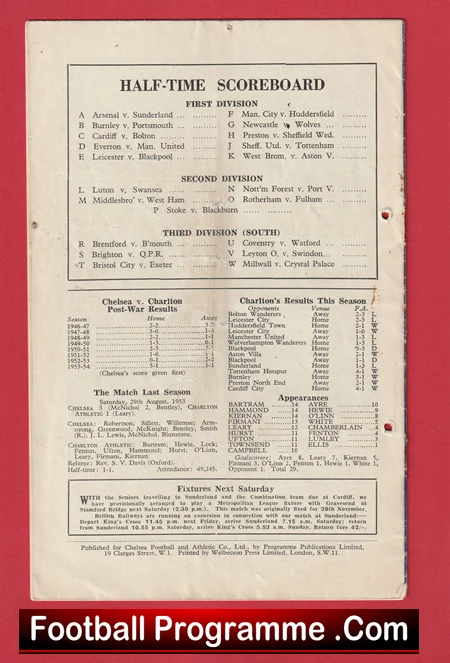 Chelsea v Charlton Athletic 1954 - Champions Season 54/55 - Image 3
