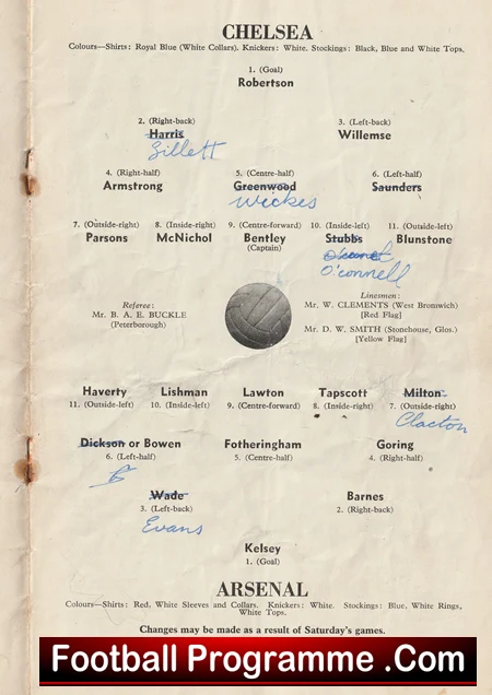 Chelsea v Arsenal 1954 - Chelsea League Champions Signed - Image 3