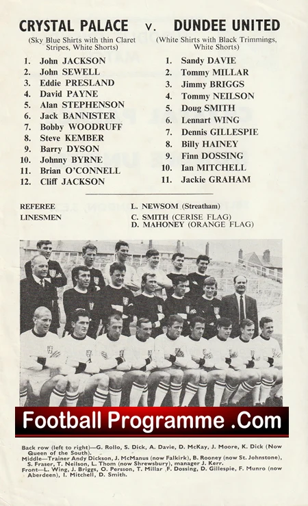 Crystal Palace v Dundee United 1967 - Floodlight Friendly Match - Image 3