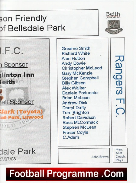 Beith Juniors v Glasgow Rangers 2003 - Friendly Match - Image 4